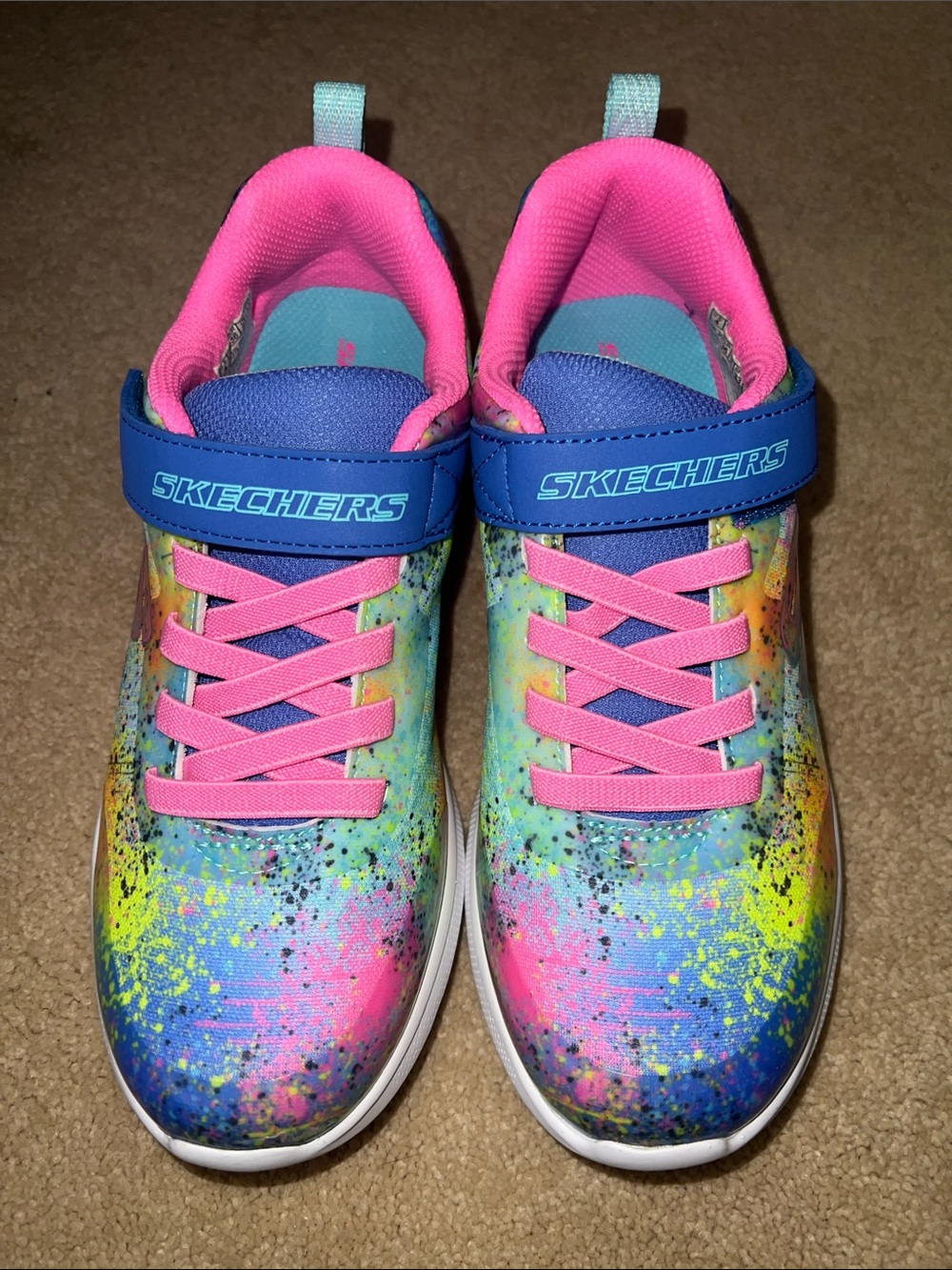 Skechers Kids Neon Splash Sneakers with Pink Laces New Size 4